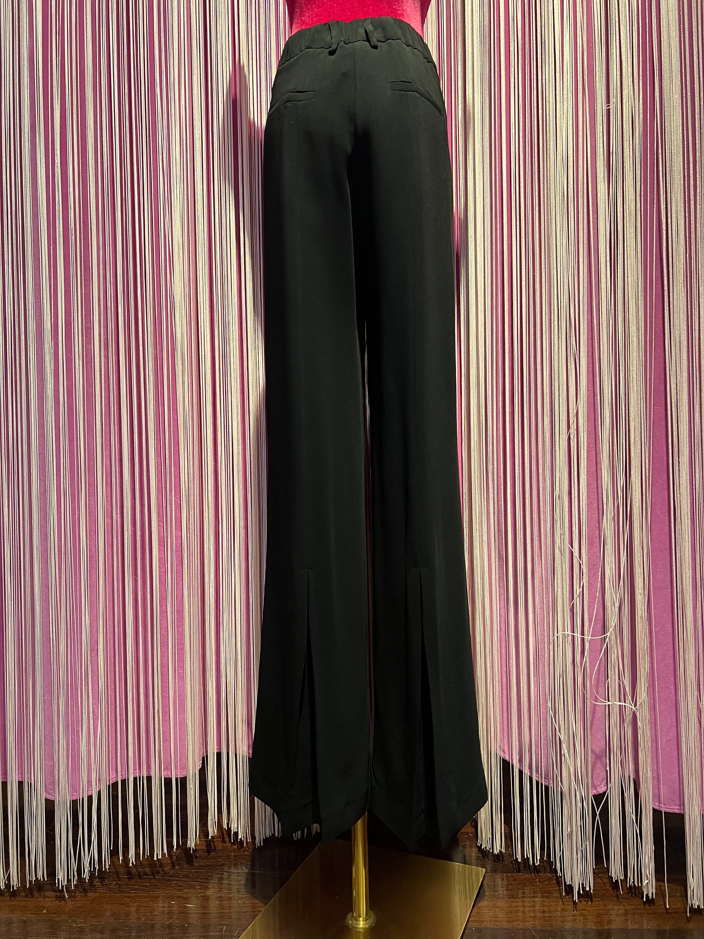 Semicouture pantalone nero in cadi’ a gamba larga
