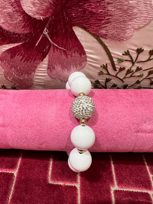 Bracciale boulle strass e bianche