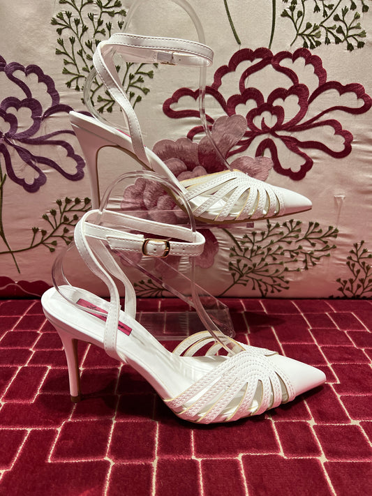 Love & roses scarpa ecopelle bianco con cinturino alla caviglia