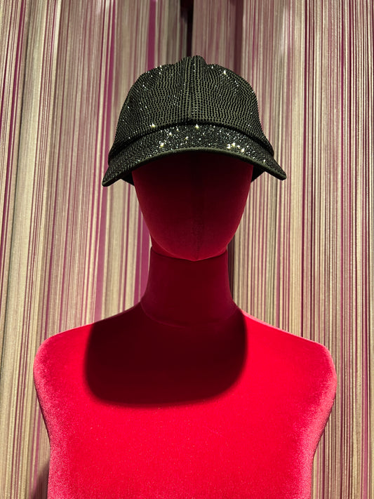 Love & roses cappello con visiera nero e cristalli misura regolabile