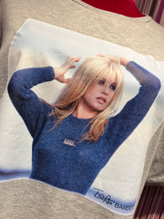 Brigitte Bardot t shirt grigio mélange con stampa foto B. B. Egerie