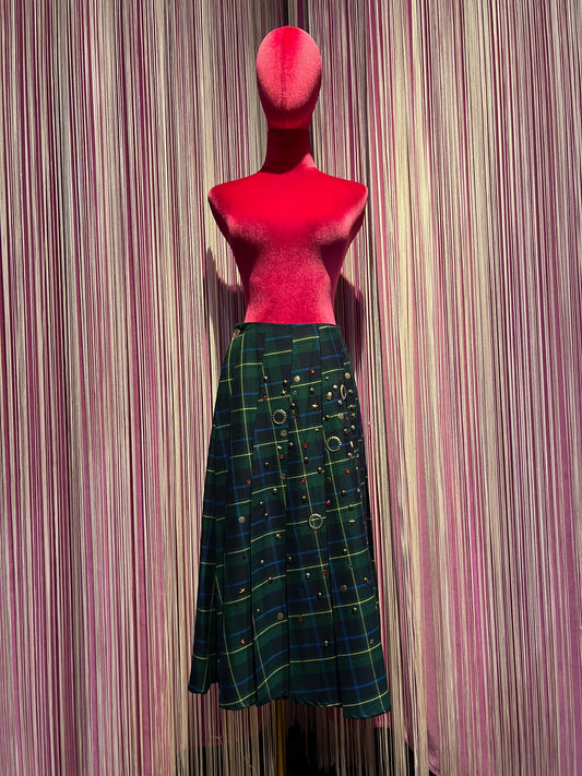 5 Progress gonna kilt tartan con decorazioni borchie e cristalli