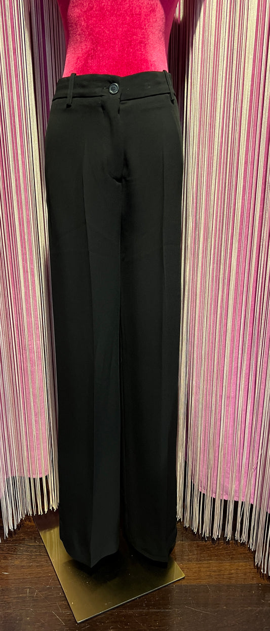 Semicouture pantalone in cady  di viscosa inserto sui fianchi gamba ampia piega stiro