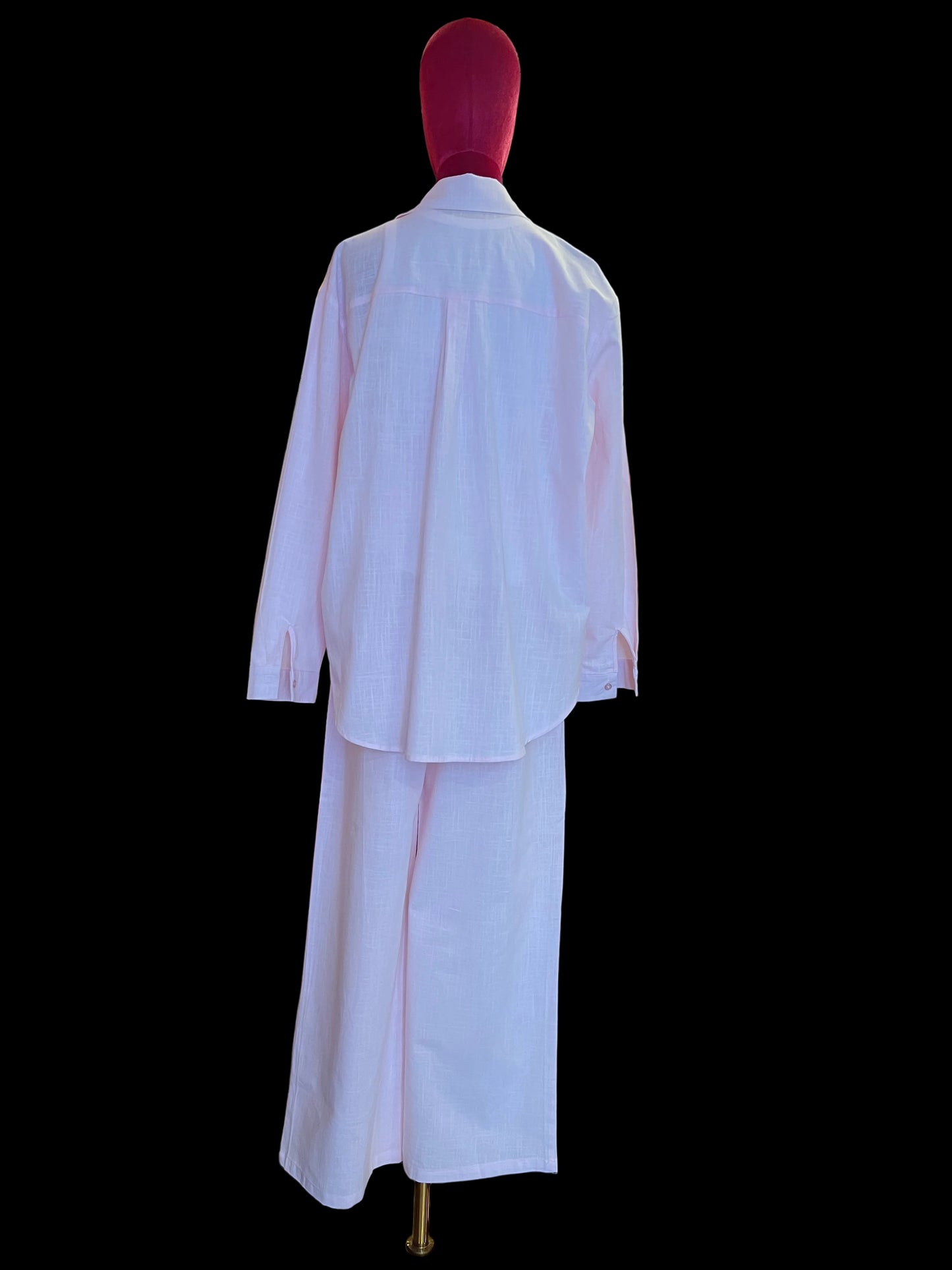 Mon amour Paris completo in cotone tre pezzi rosa camicia con ricamo cuore e sole sulle tasche canottiera bianca con ricamo sole e pantalone con elastico in vita ricamo cuore e sole