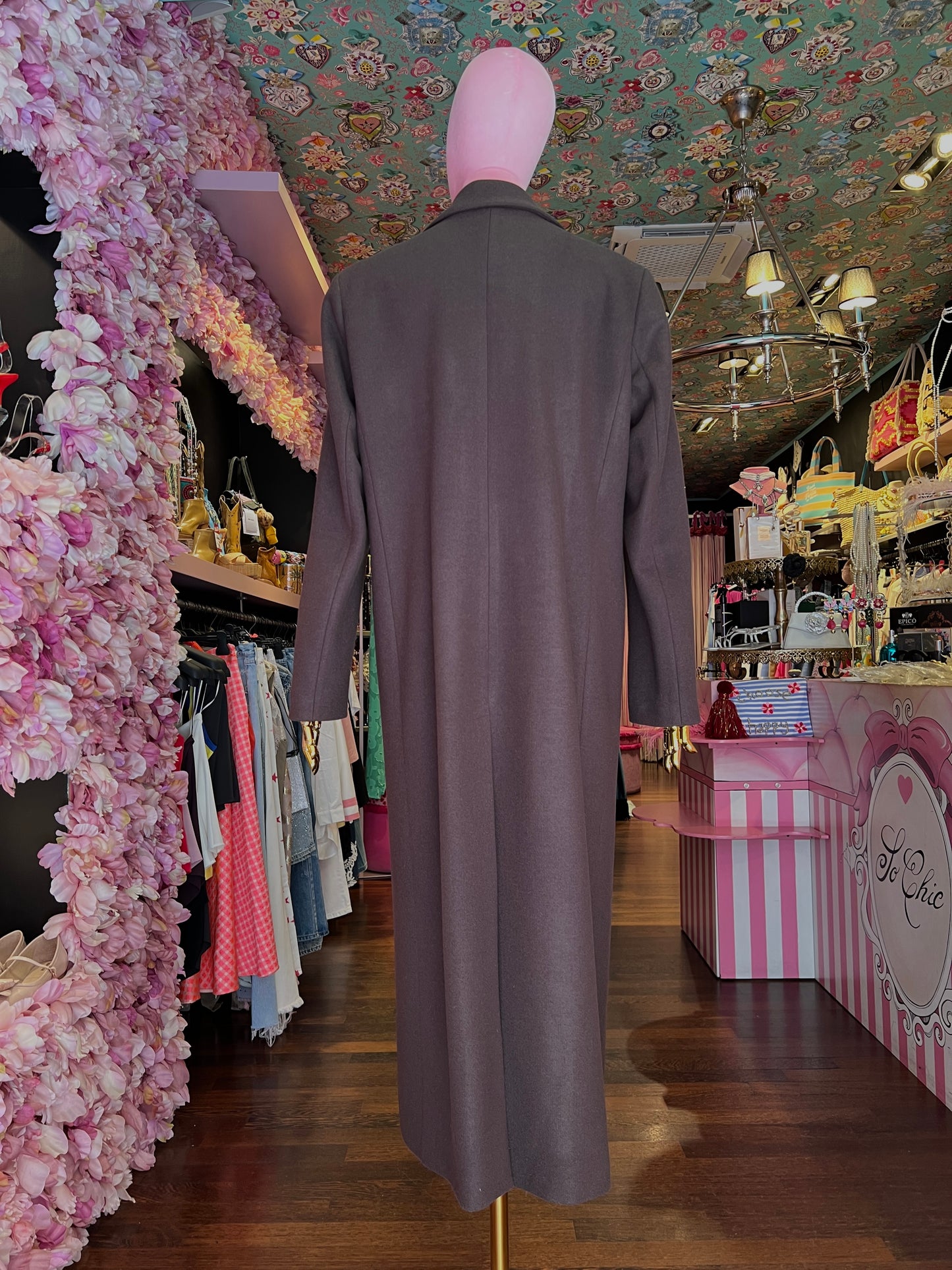 5 Progress cappotto doppiopetto con spille marrone scuro