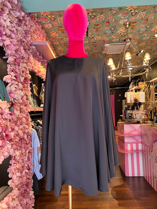 Semicouture abito corto satin modello poncho antracite