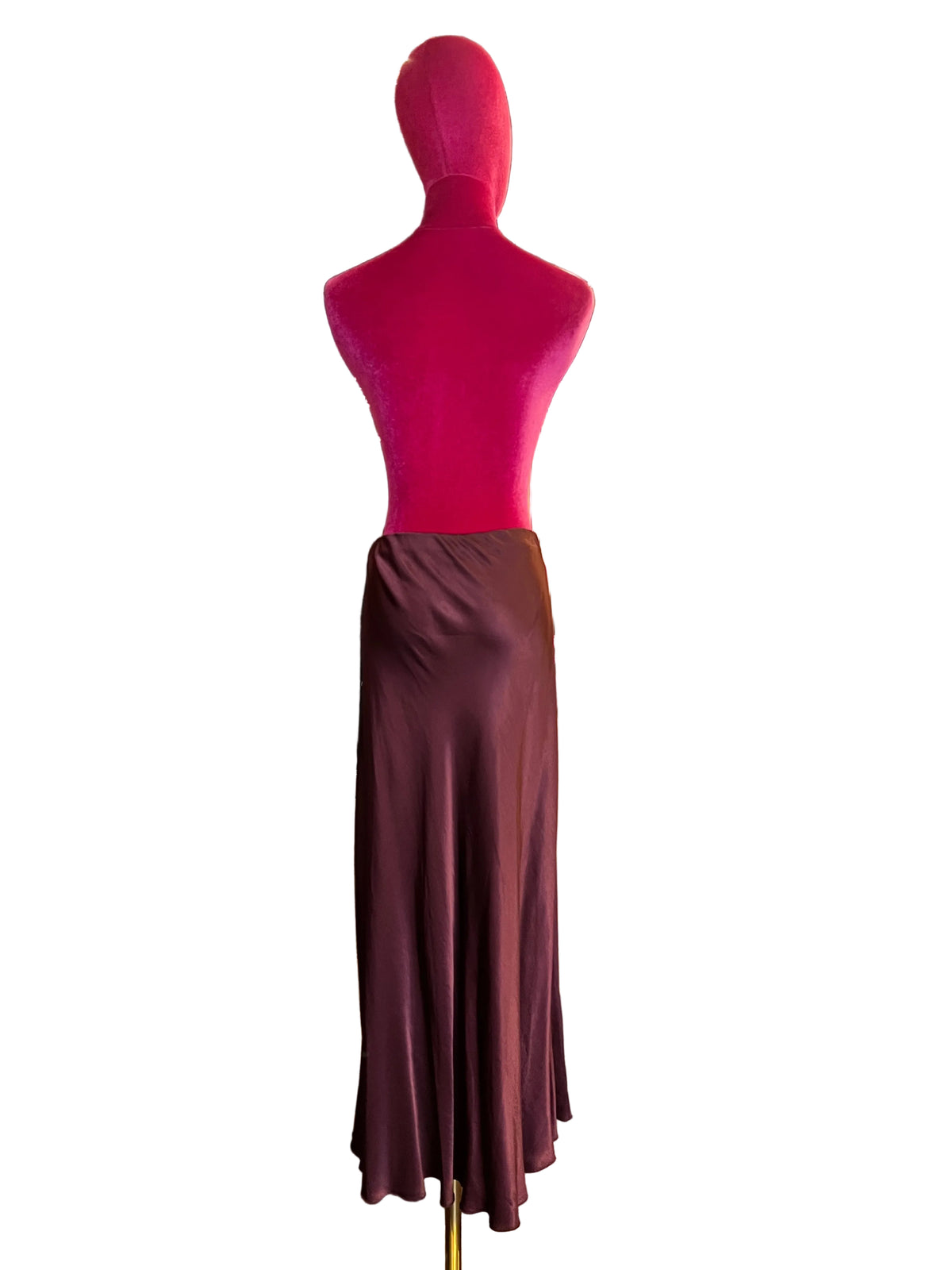 The room gonna a sirena in satin burgundi con elastico in vita