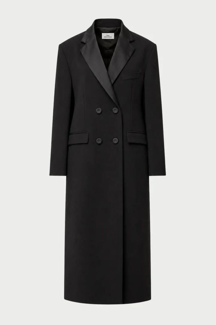 Pink memories cappotto doppiopetto  over collo smoking nero