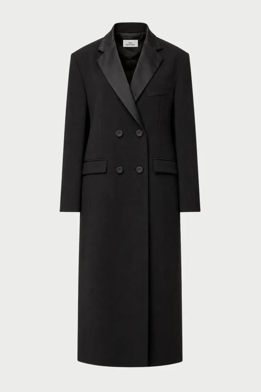 Pink memories cappotto doppiopetto  over collo smoking nero