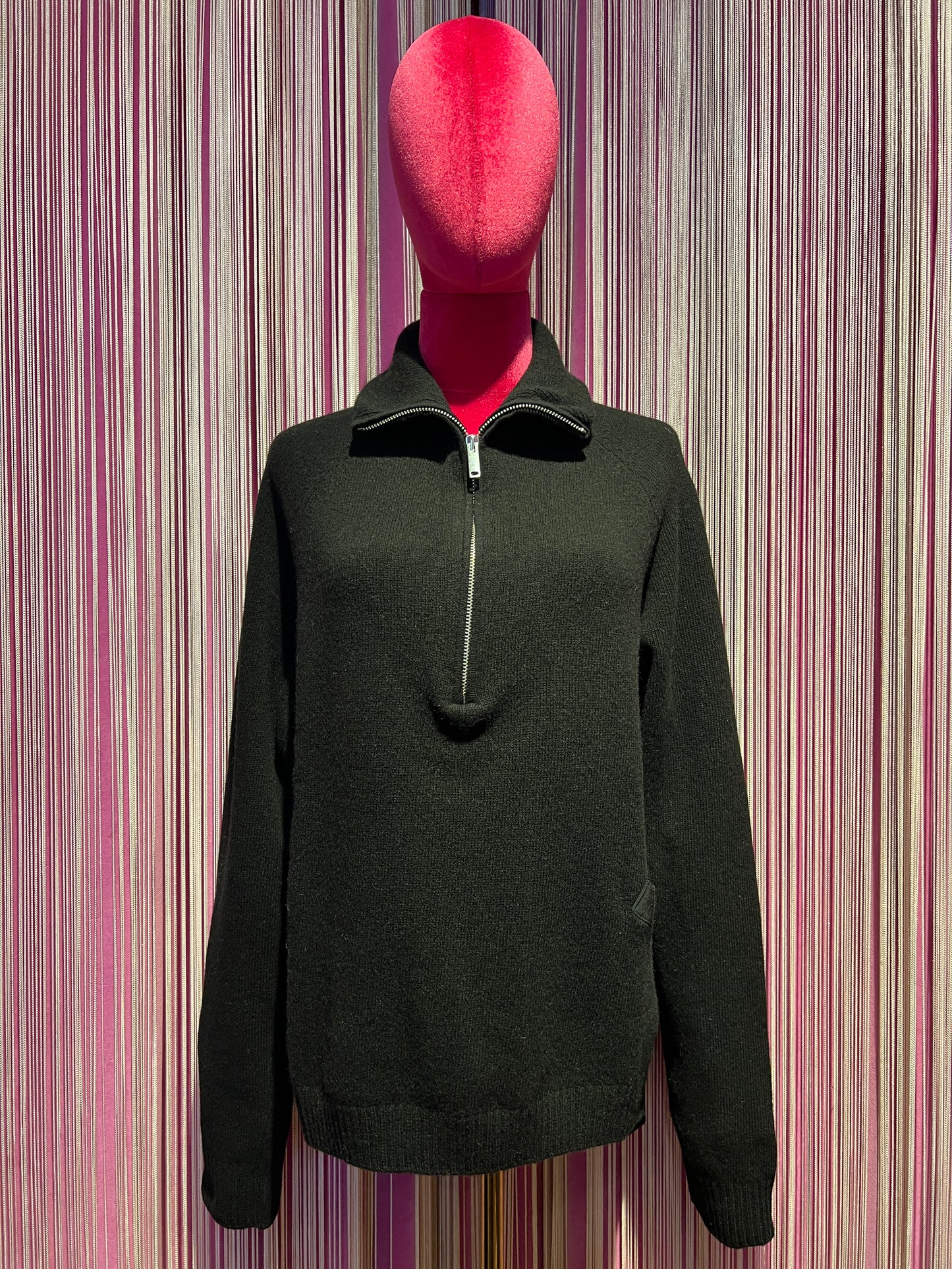 Semicouture maglia zip collo in lana merinos e dettagli in fresco di lana