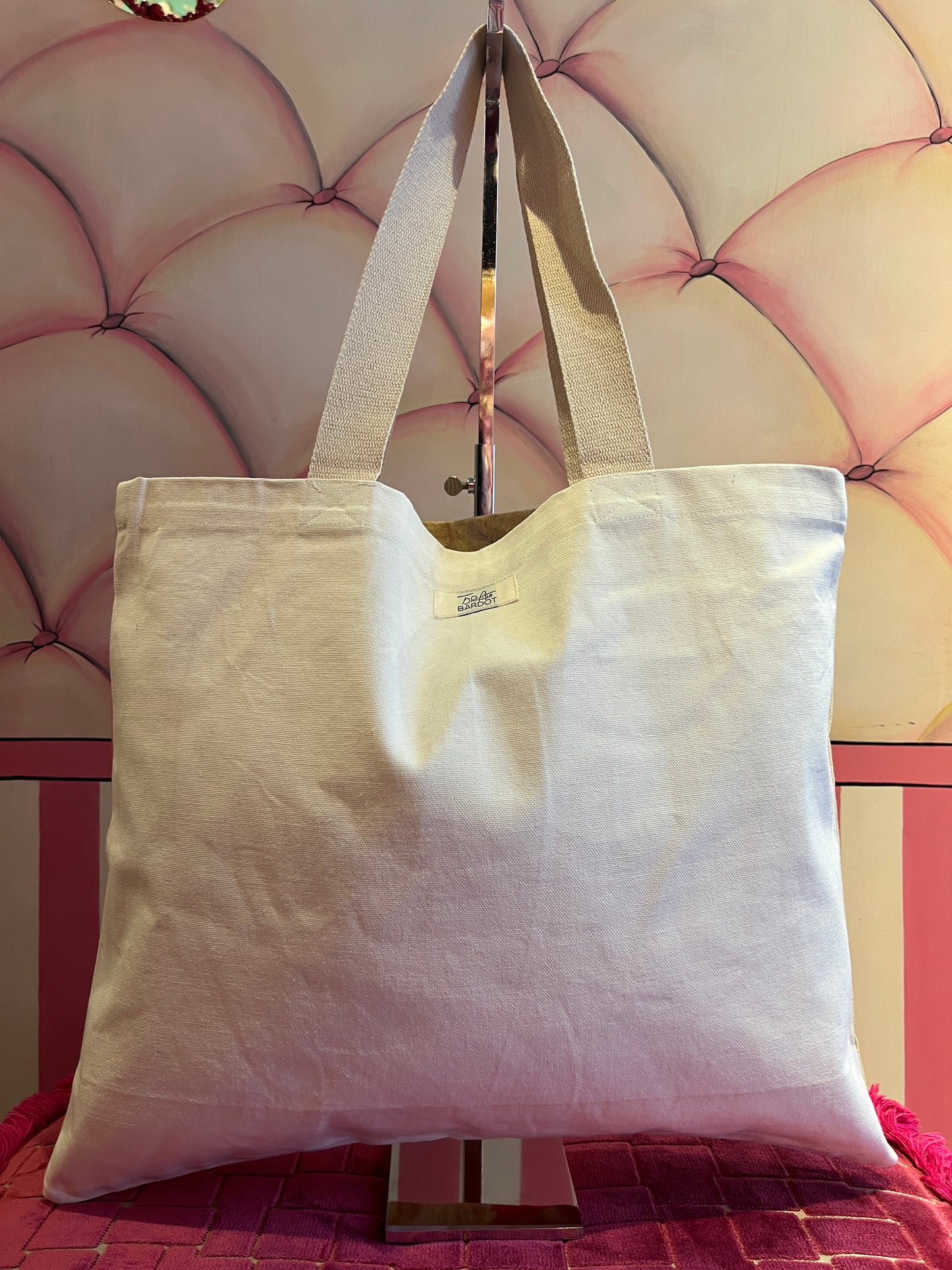 Brigitte Bardot borsa shopper in cotone stampa foto BB beige