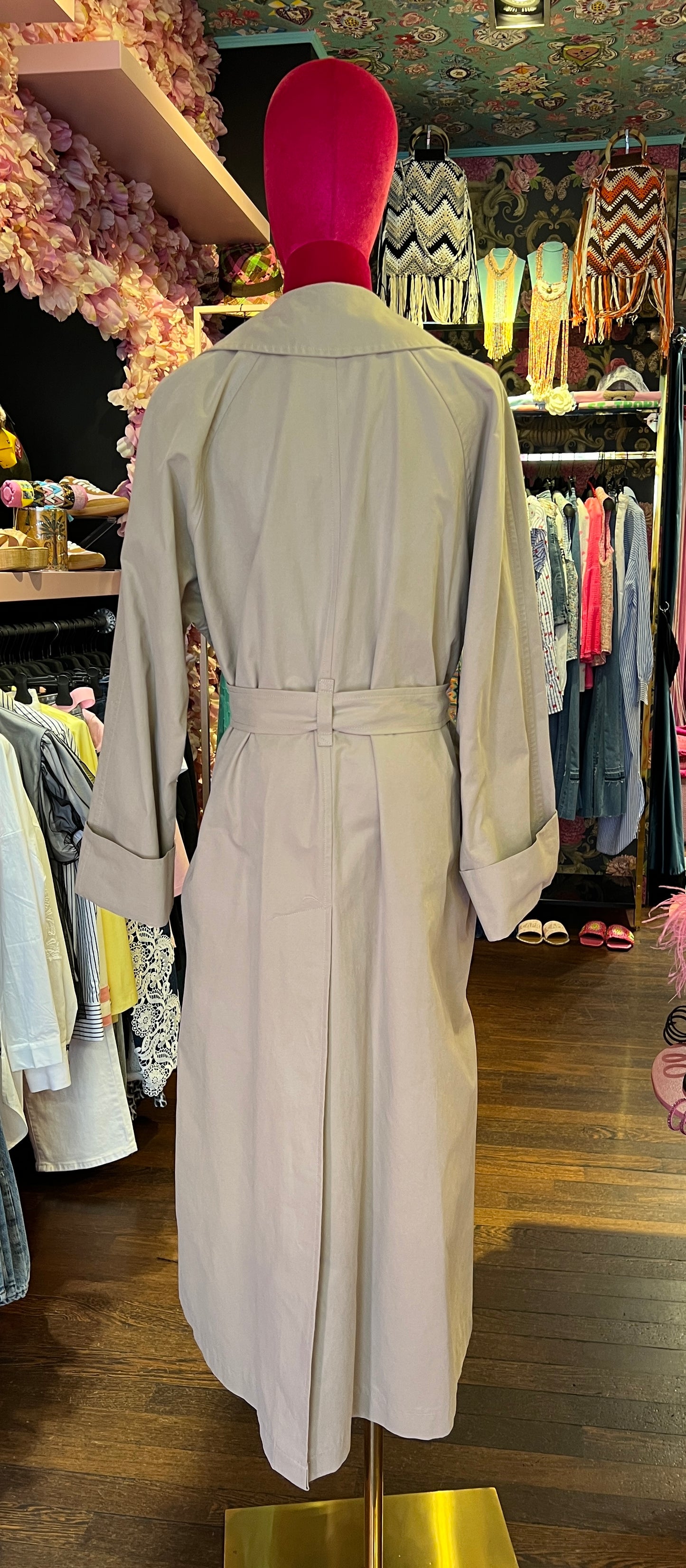 Pink memories trench lungo beige con cinta