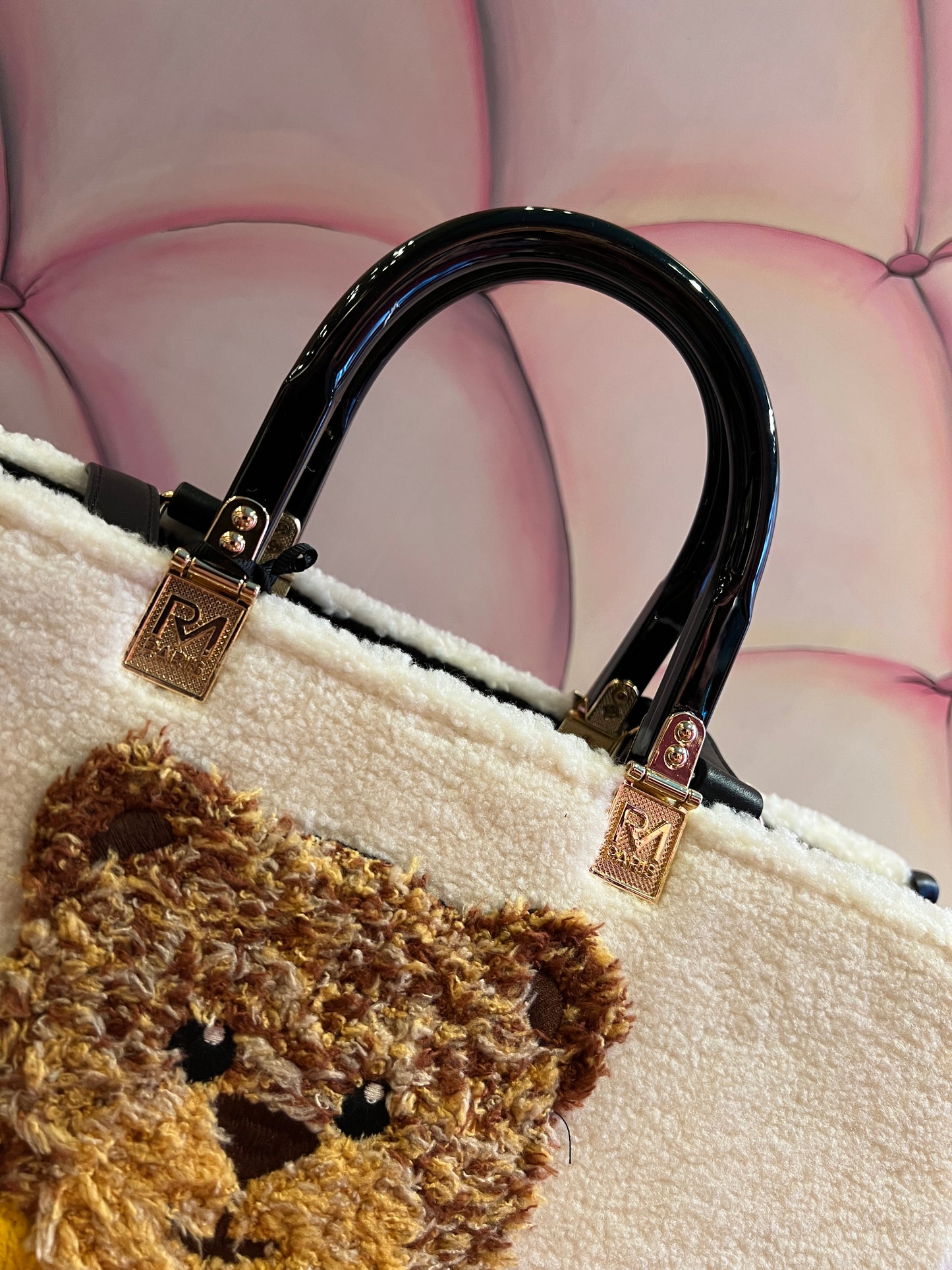 Rue Madam Paris borsa due manici con tracolla ecopelliccia burro Marvin tote winter