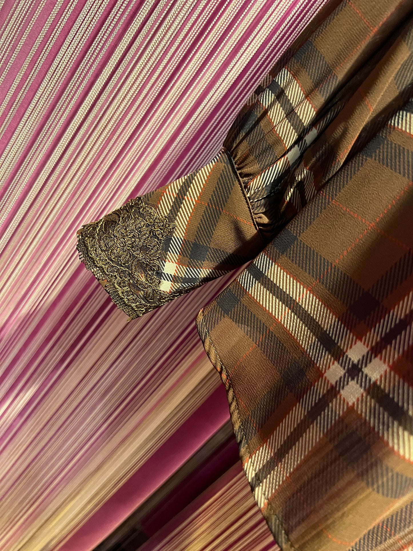 Ermanno Scervino camicia tartan in georgette con inserti in pizzo