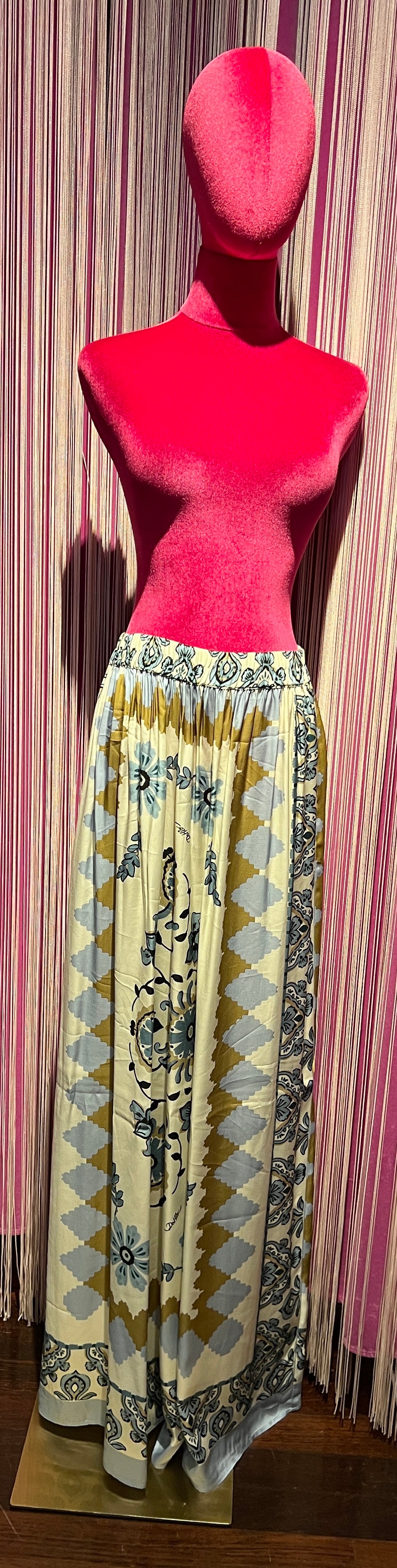 Dahlo -50% di sconto di sconto pantalone palazzo fantasia azzurro polvere