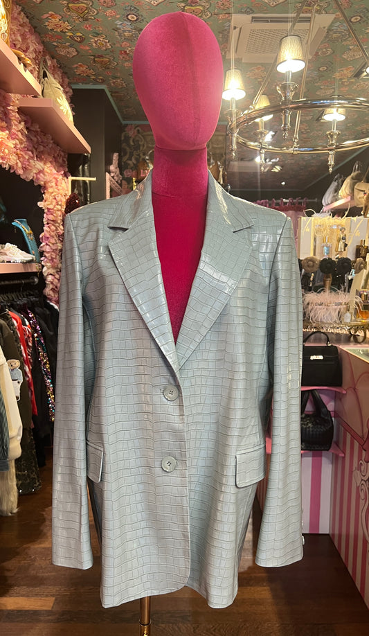 Isabelle Blanche Paris blazer in ecopelle stampa cocco verde chiaro