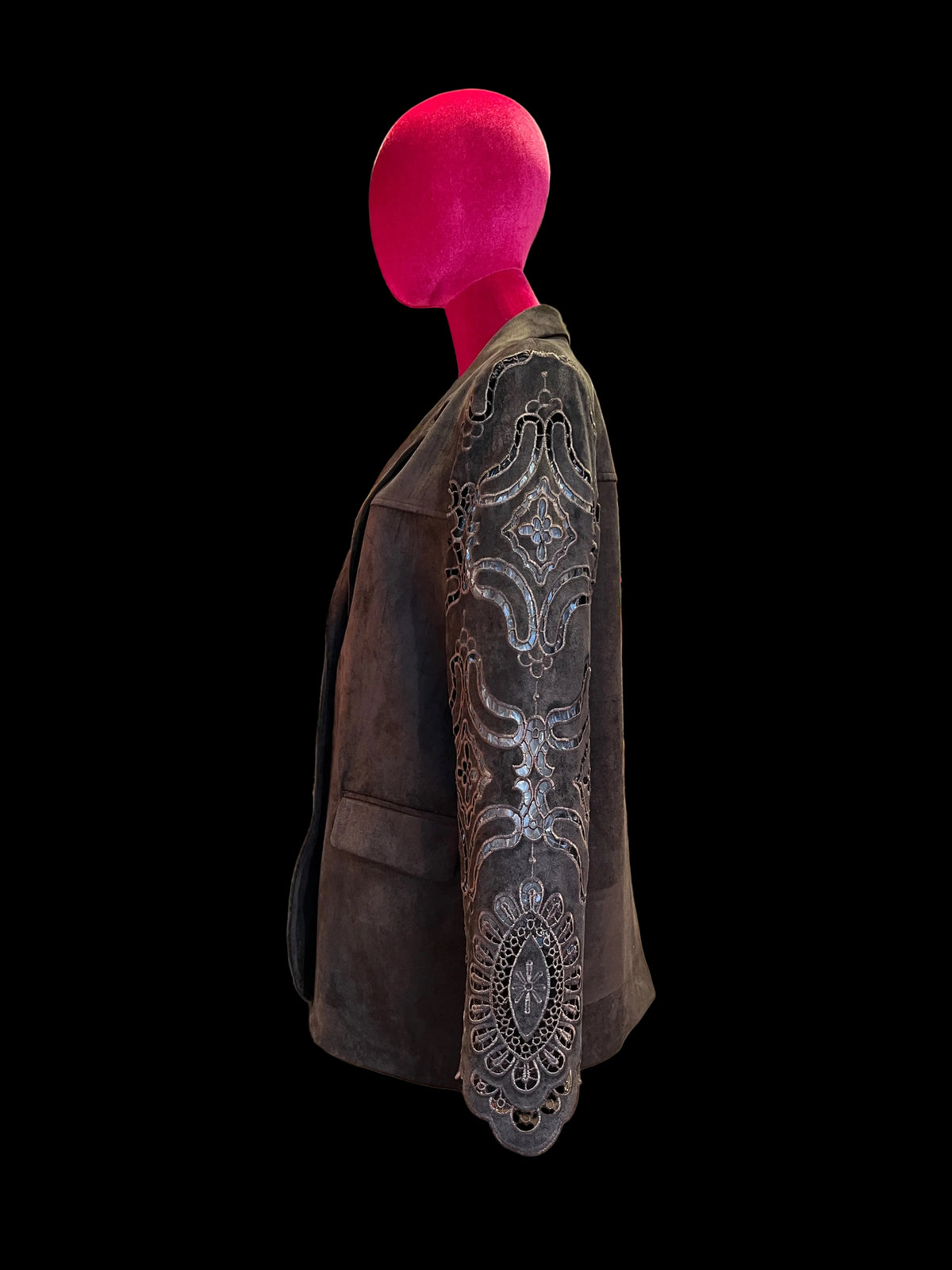 Isabelle Blanche Paris blazer in similsuede con maniche ricamate colore marrone