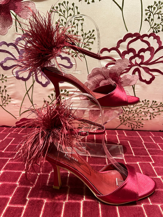 Stephan Paris sandalo rosso con marabou