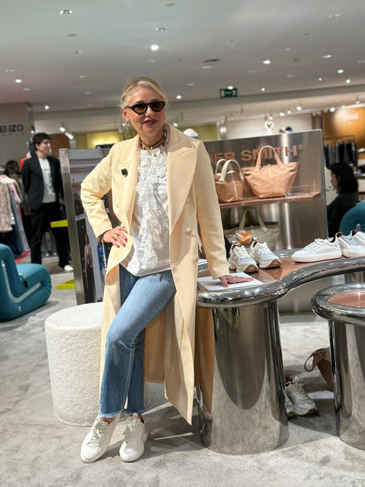 Mon amour Paris jeans denim chiaro zampetta sfrangiato elasticizzato