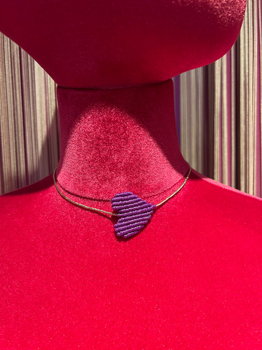 Collana cuore crochet regolabile viola