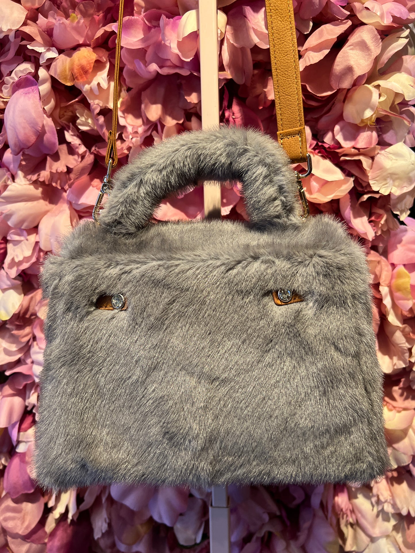 Show-up Milano borsa ecopelliccia ed ecopelle con tracolla color grigio