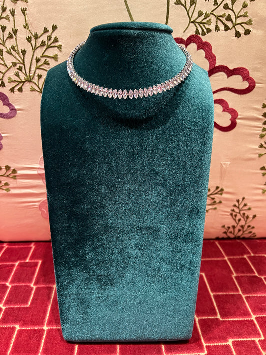 Collarino argento-zirconi chicchi di riso crystal