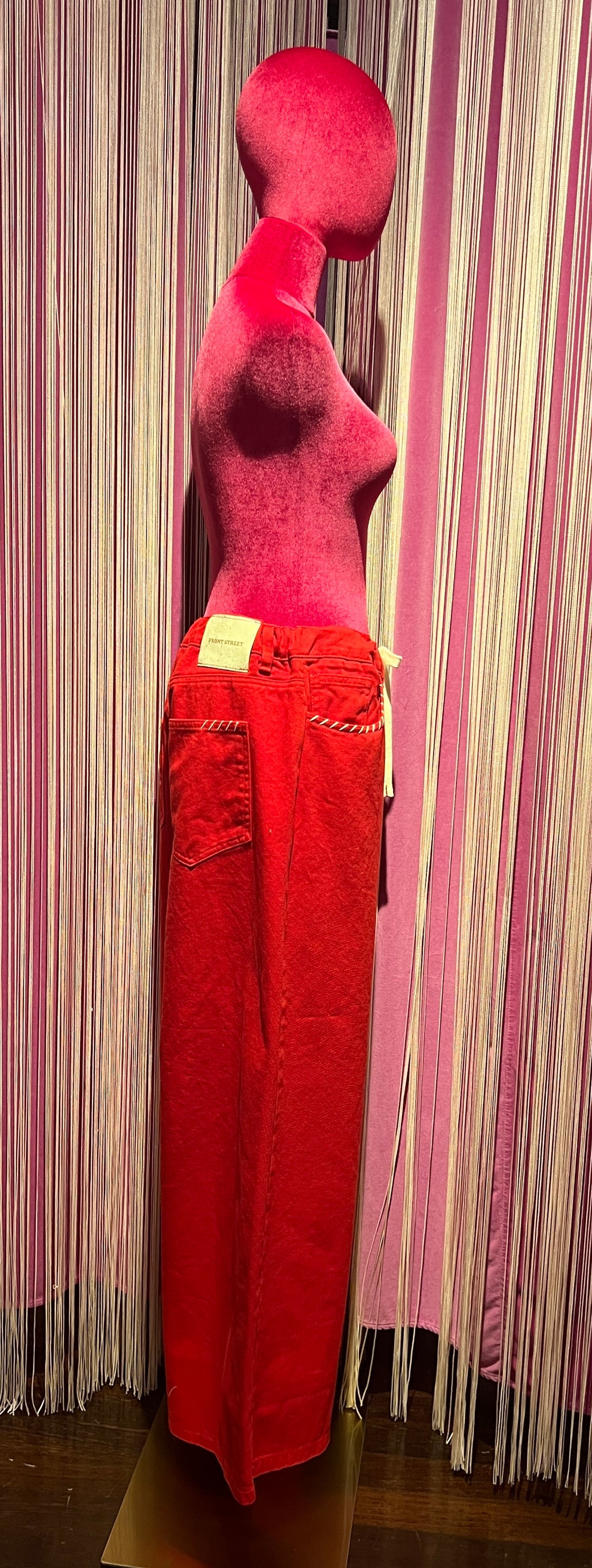 Front street pantalone cotone rosso con laccetto in vita