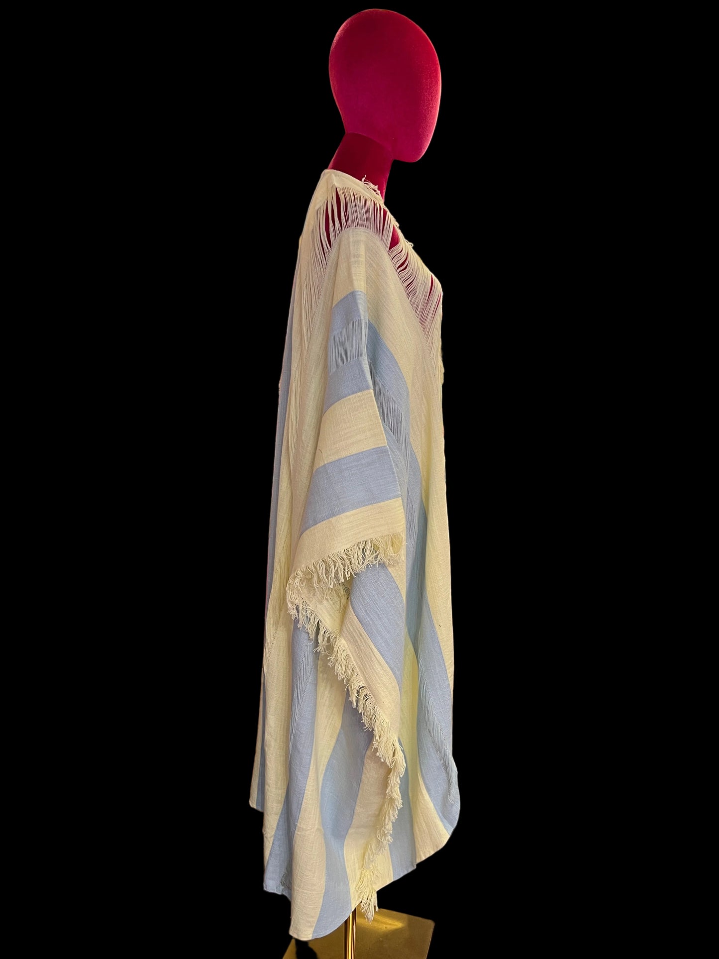 Be-sunset poncho in cotone a righe giallo chiaro e celeste