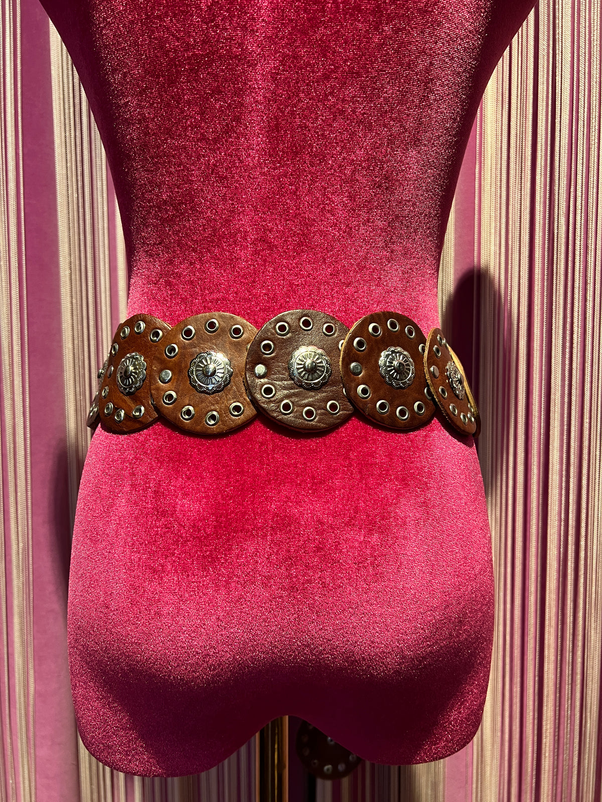 Love & roses cintura pelle marrone con fibbia e dettagli argento altezza cm 6