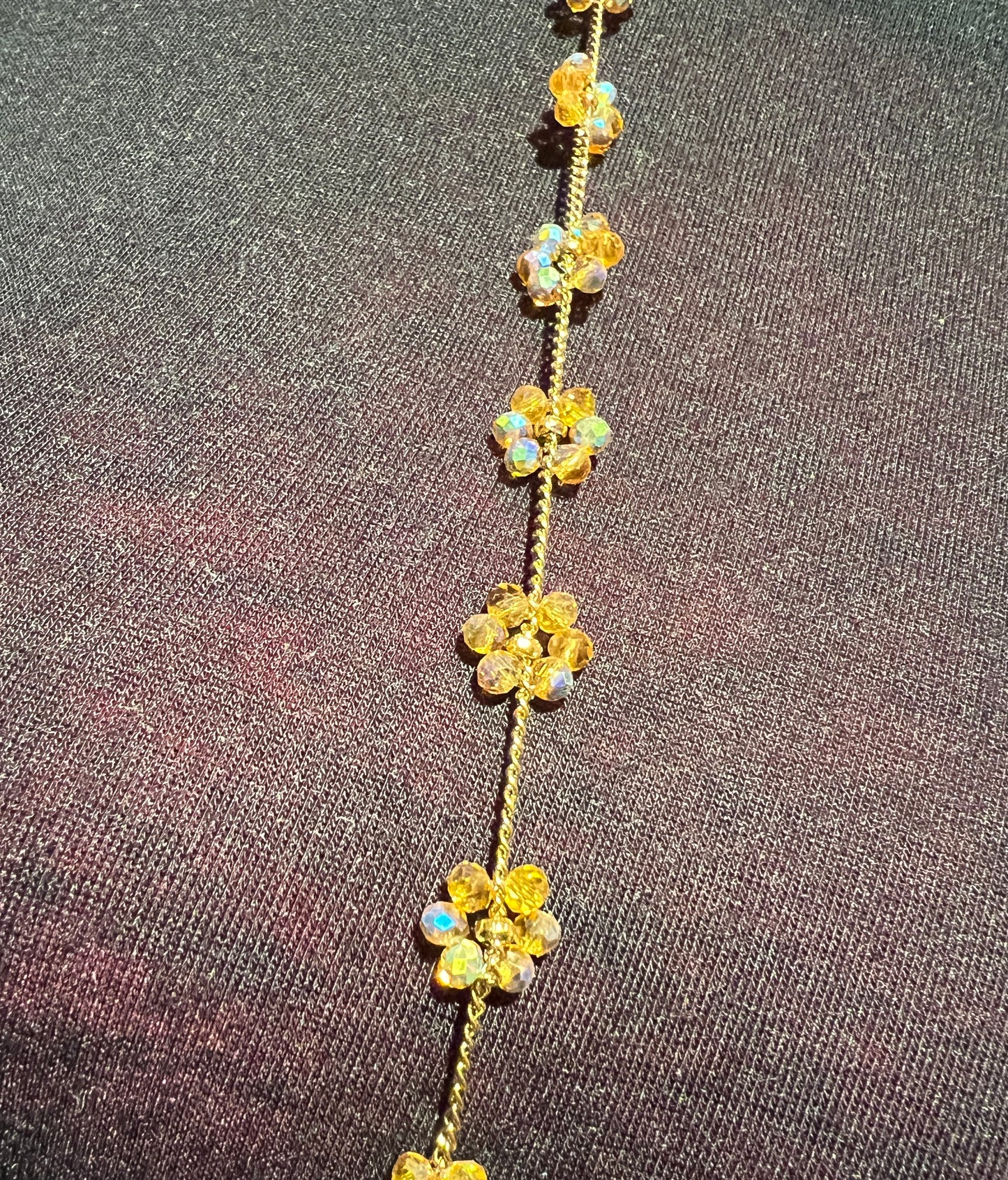 Rosario  lunga oro fiori di cristalli  e madonnine