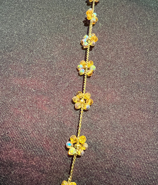 Rosario  lunga oro fiori di cristalli  e madonnine