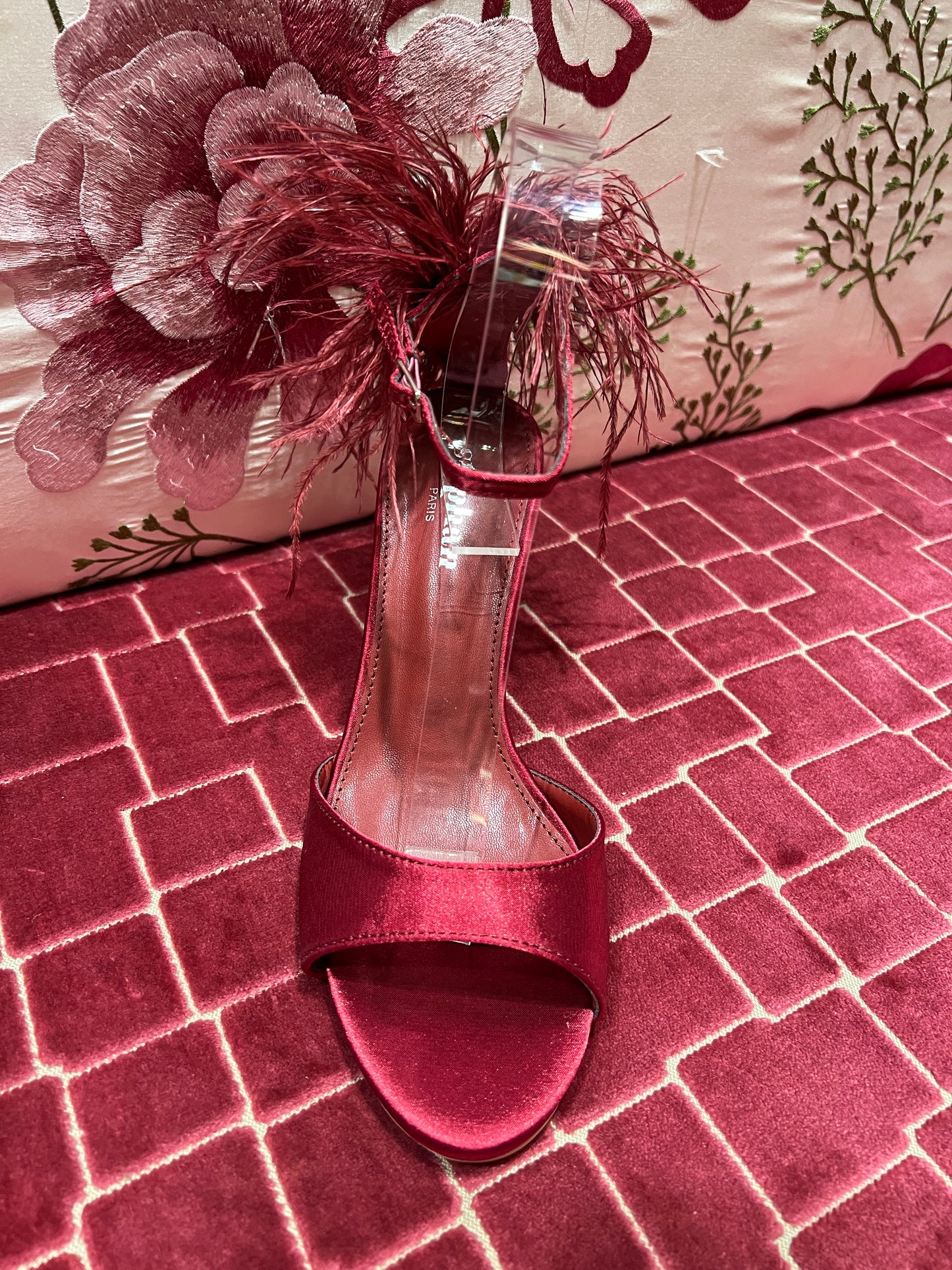 Stephan Paris sandalo rosso con marabou