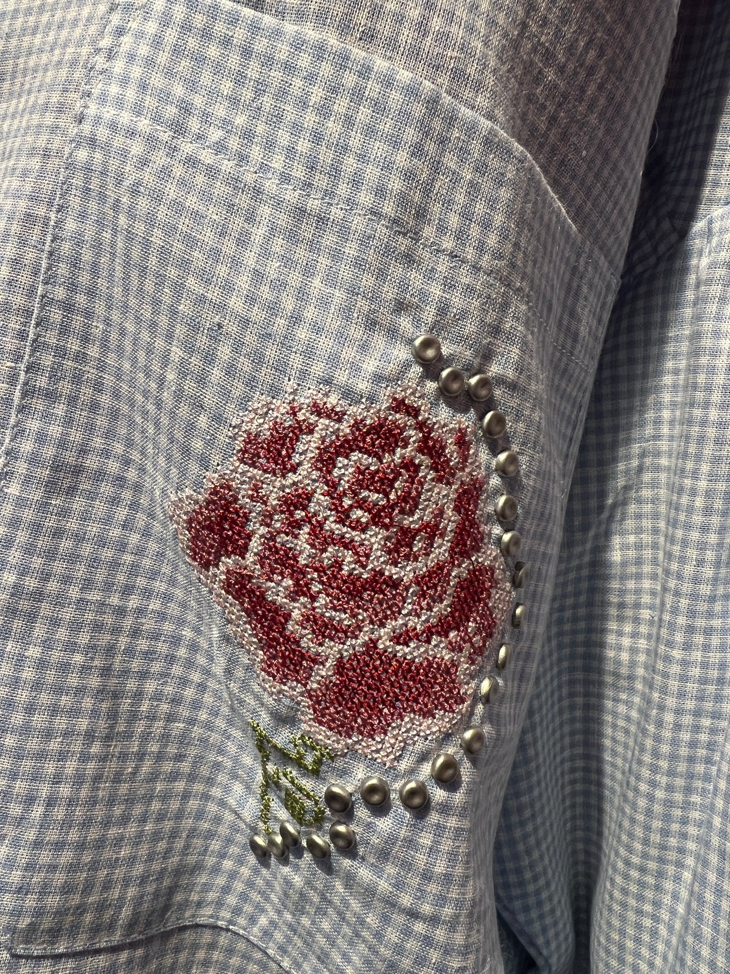 Front street completo camicia e short vichy bianco e celeste