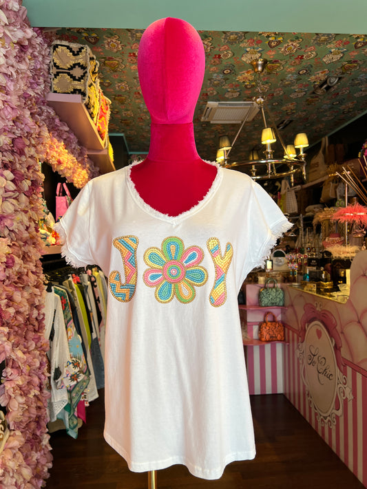 Mon amour Paris -20% di sconto t shirt bianca scritta joy multicolor