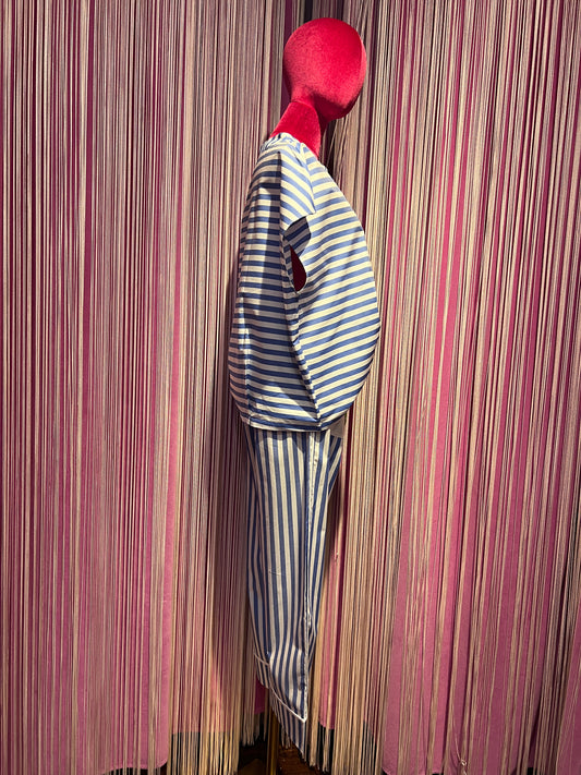 Miki Thumb completo blusa e pantalone a righe azzurro e bianco