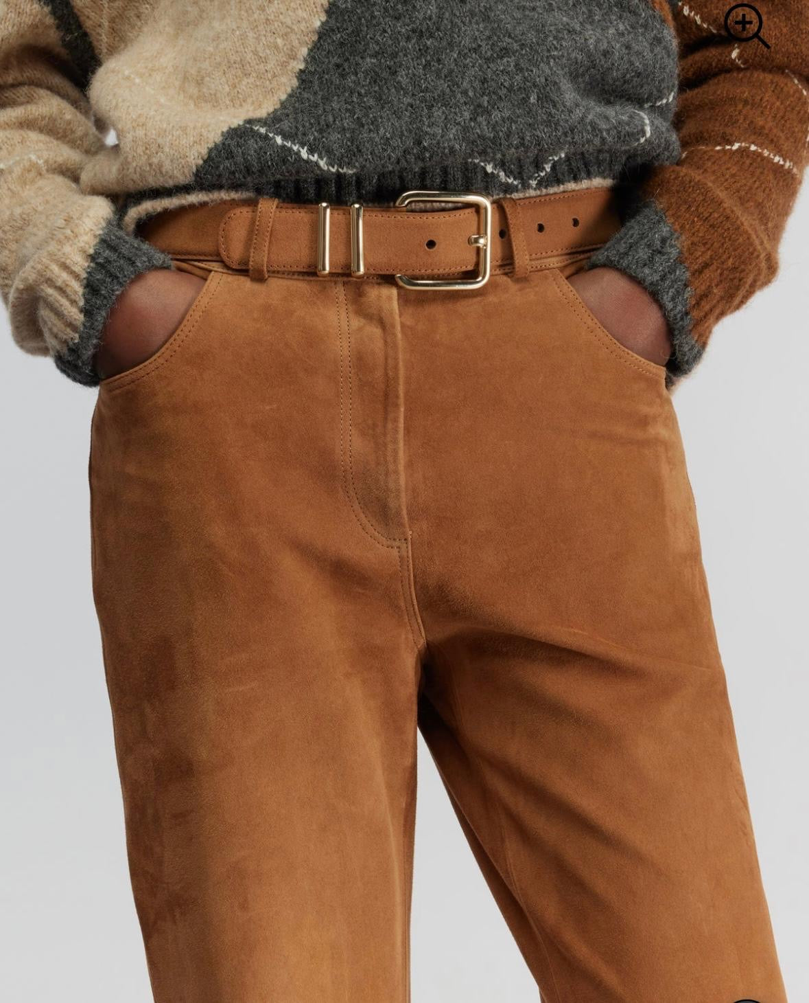 Semicouture pantalone camoscio cuoio Elsa
