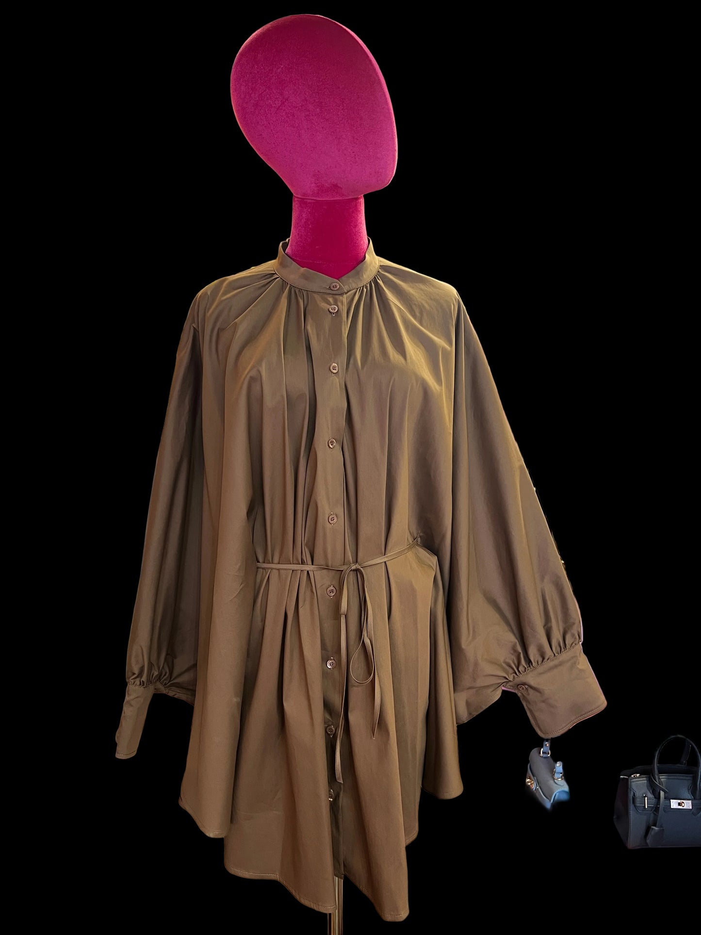 Semicouture -30% di sconto abito collo alla coreana in popeline di cotone vestibilita over