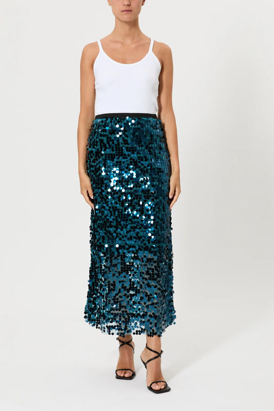 Pink memories gonna lunga in paillettes blu petrolio