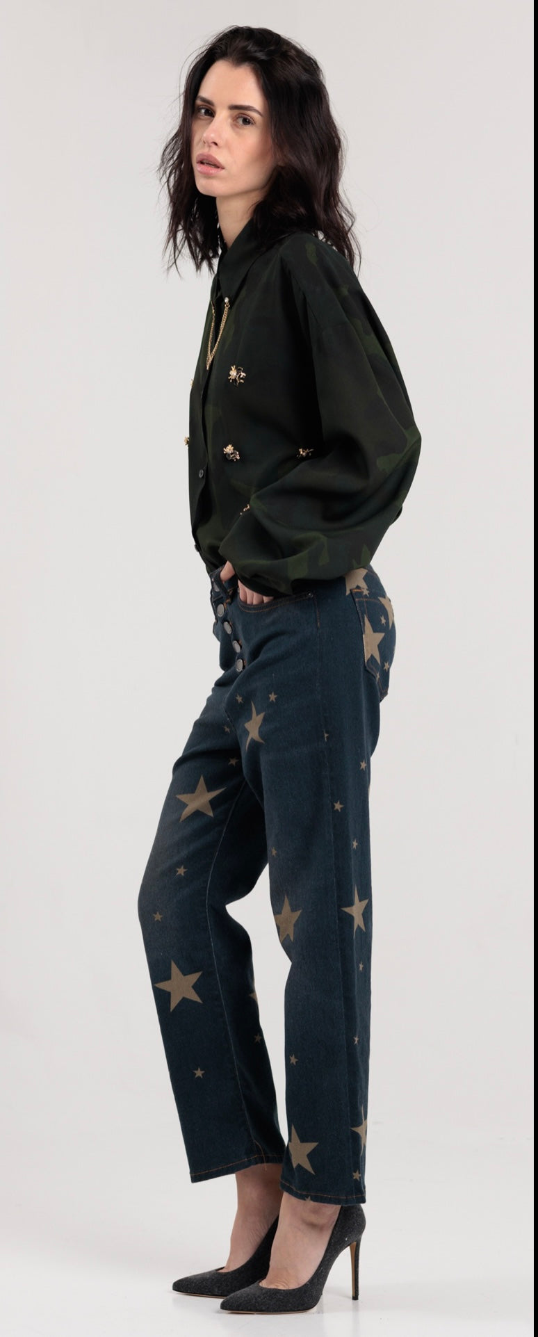 Rossano Perini jeans mod loose stelle corda