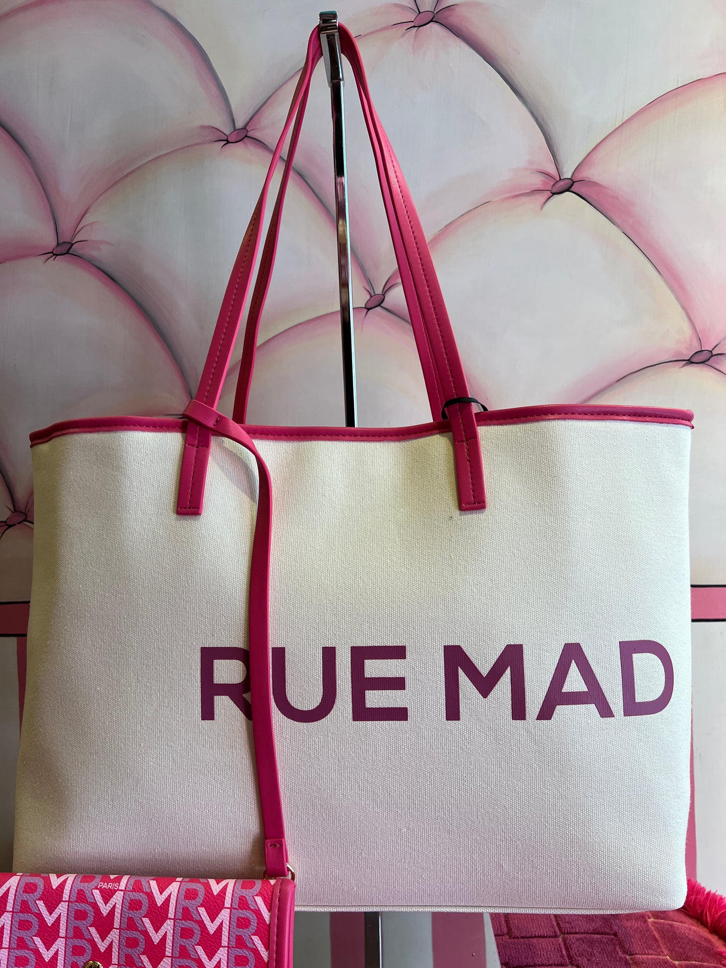 Rue Madam -50% di sconto shopping monogramma fucsia su tela panna