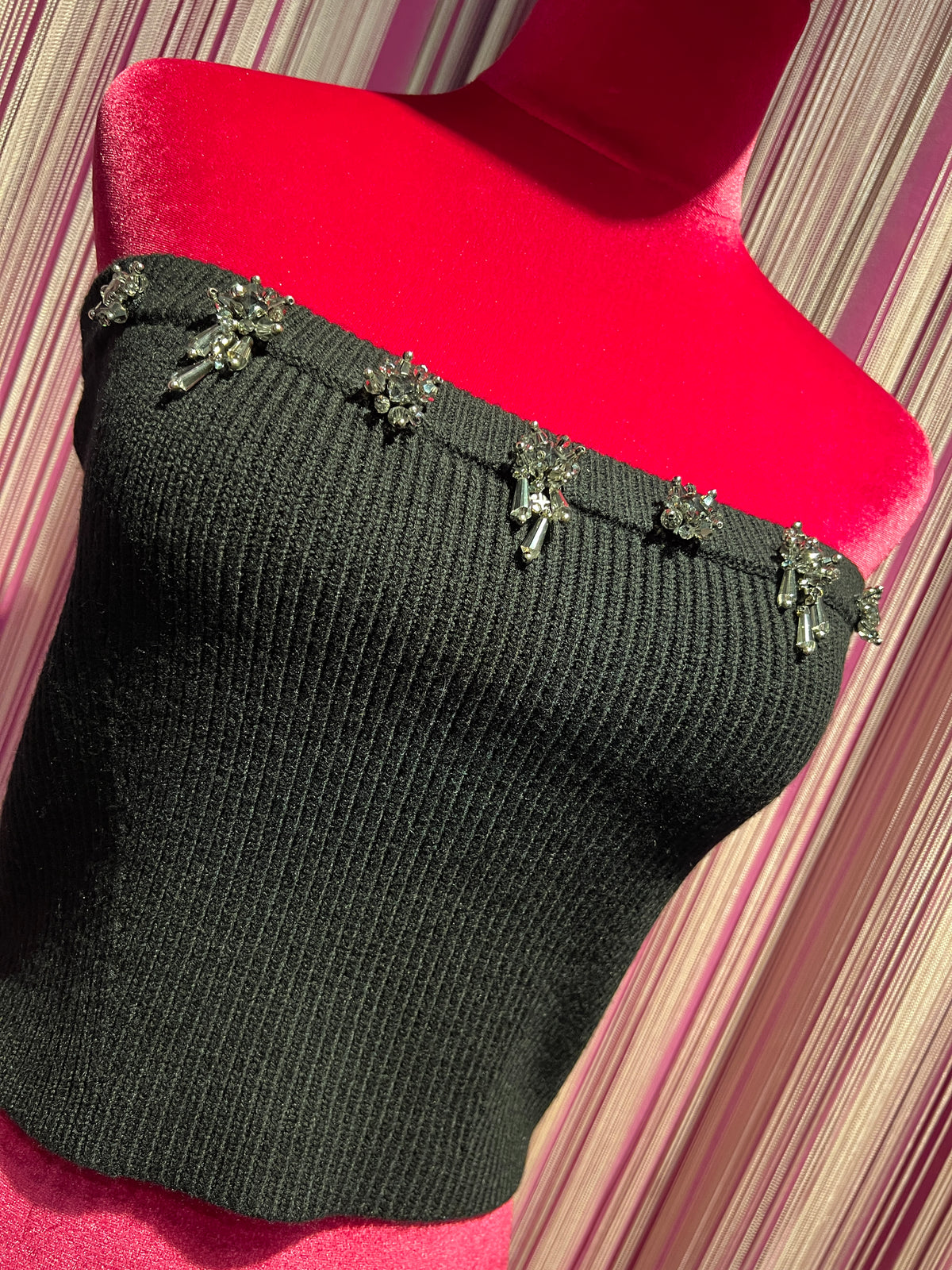Isabelle Blanche Paris bustier in maglia con ricami a gioiello