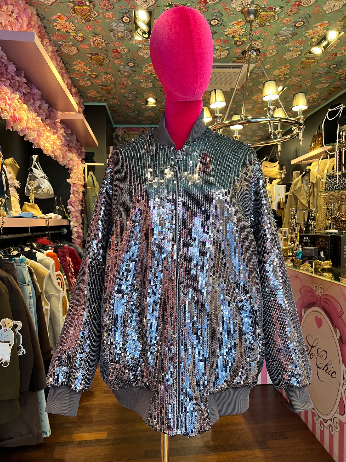 Don’t @me bomber in paillettes grigio