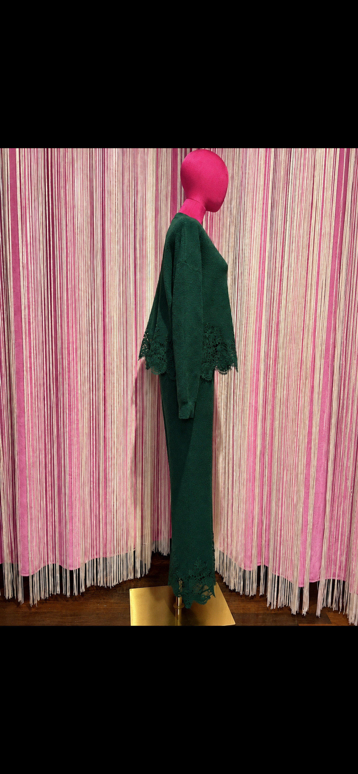The room completo maglia e pantalone con pizzo verde