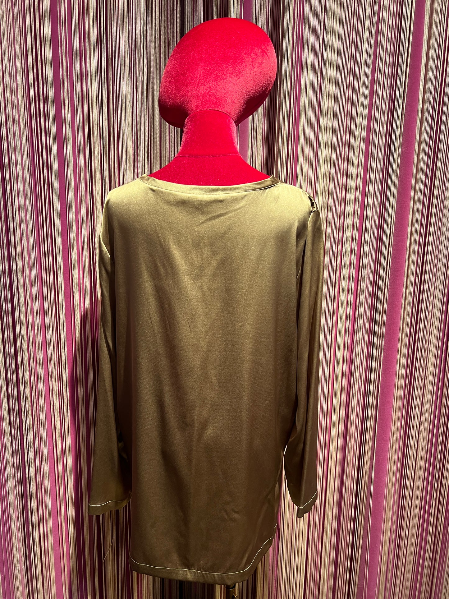 Maliparmi blusa manica lunga in seta color taupe