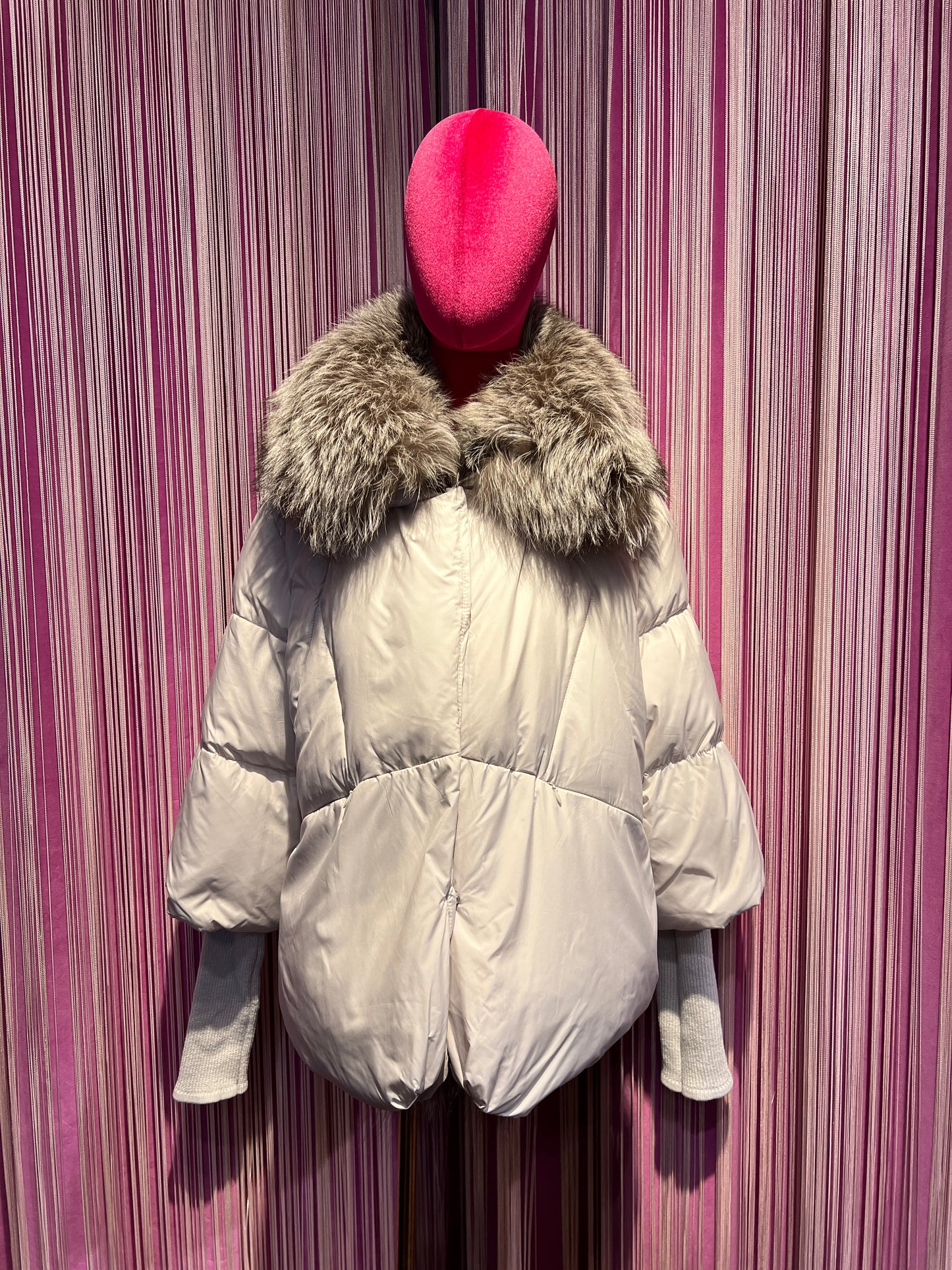 The room piumino con piume d’oca collo in pelliccia rimovibile