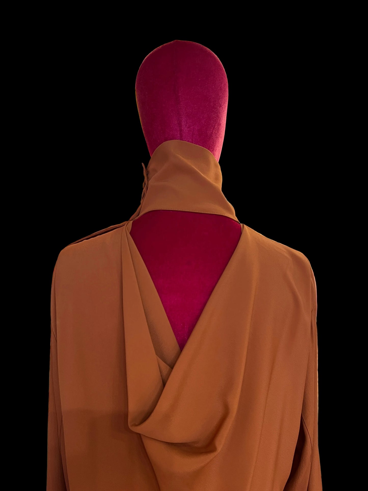 Semicouture abito in crepe de chine collo con bottoncini elastico in vita,scollo drappeggiato
