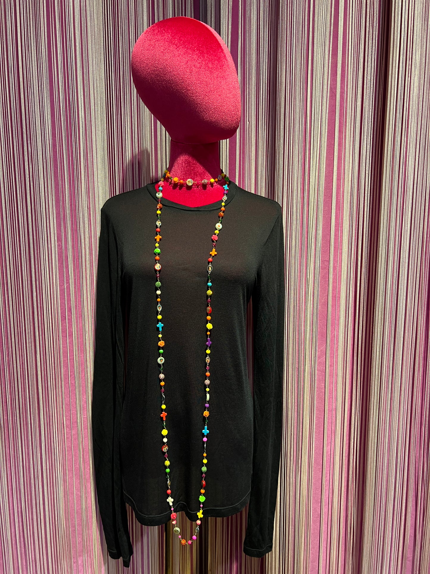 Collana lunga multicolor croci e immagini sacre