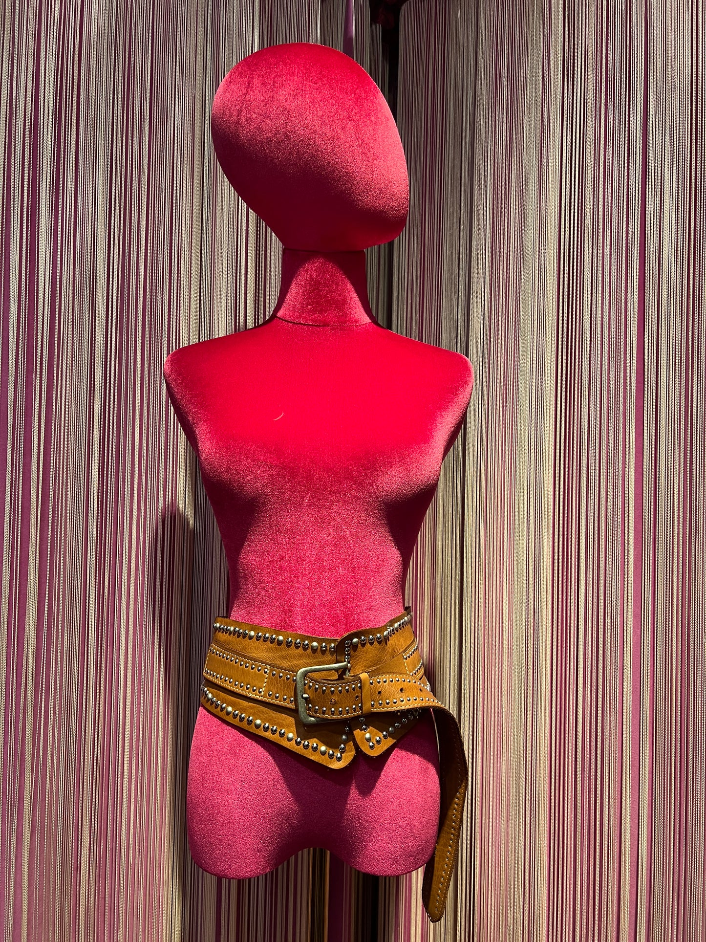 Pink memories cintura bustier in pelle con borchie taglia unica