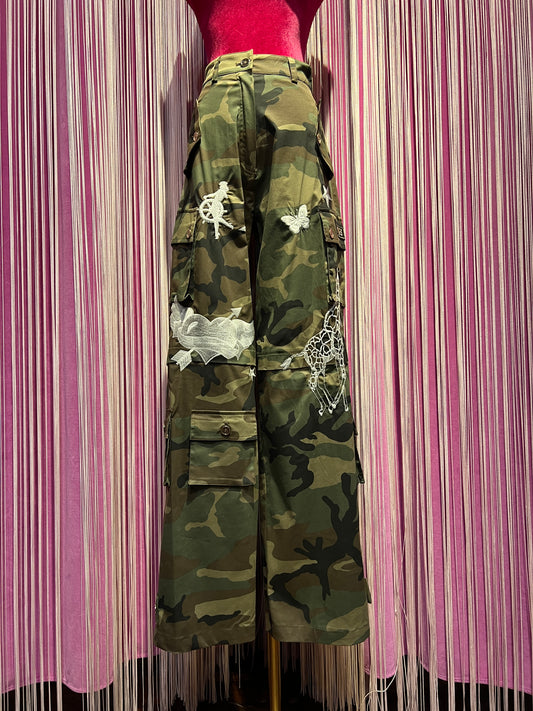 5 Progress pantalone cargo camouflage con patch tattoo