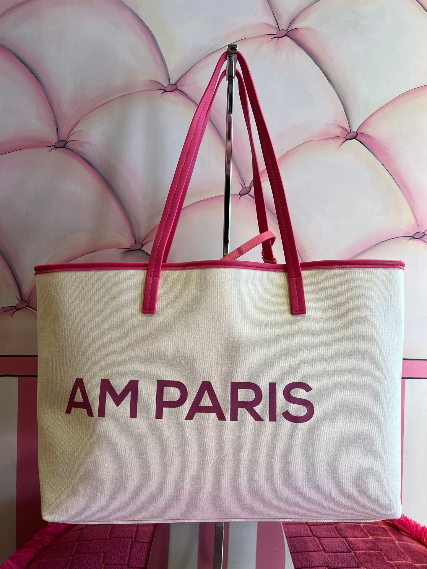 Rue Madam -50% di sconto shopping monogramma fucsia su tela panna
